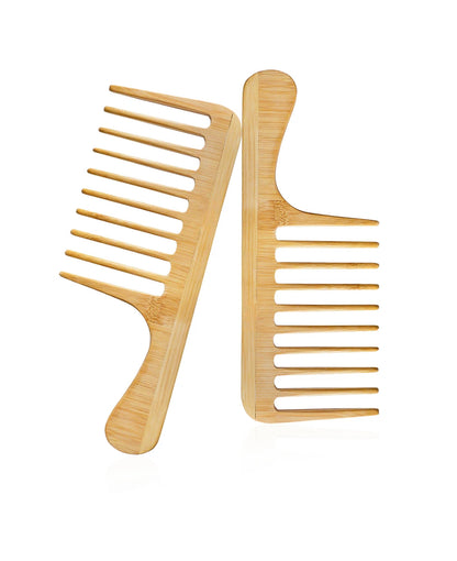 BLK Bamboo wide-tooth detangling comb with storage bag