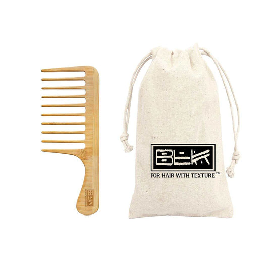 BLK Bamboo wide-tooth detangling comb with storage bag